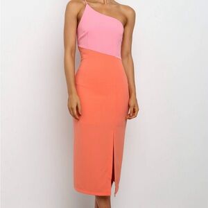 Petal & Pup One-Shoulder Pink and Orange Dress